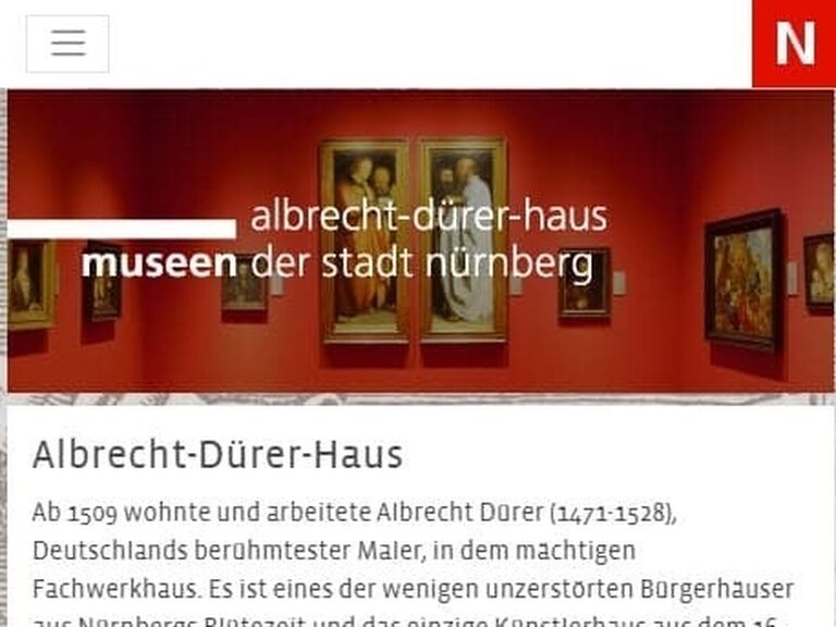 Screenshot der Website Albrecht Dürer Haus